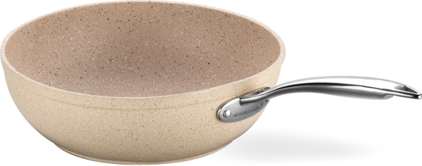 Wok Edelstahl Korkmaz Granita 24 Cm Antihaftbeschichtung Induktion Beige