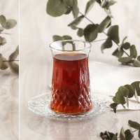 LAV Odin Teegläser 12-teilig – 6 Çay Gläser & 6 Untertassen 160 ml