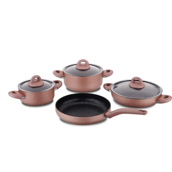 Korkmaz Bella Granite Kochtopfset 7 teilig in Roségold Induktionsgeeignet