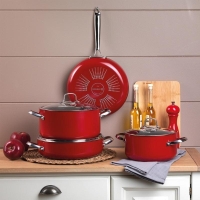 Korkmaz Zeta Alu 7pcs Cookware Set Red A1877