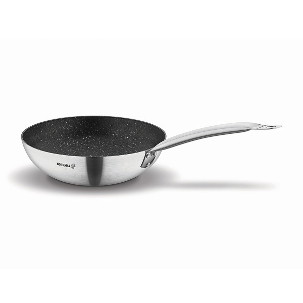 Korkmaz Gastro Bratpfanne Edelstahl rostfrei 32cm x 5 9cm circa 5 Liter fuer Gastronomie und Profikueche