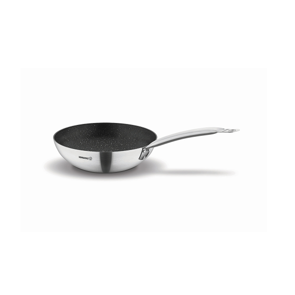 Korkmaz Gastro Bratpfanne Edelstahl rostfrei 20cm x 4cm circa 1 Liter fuer Gastronomie und Profikueche