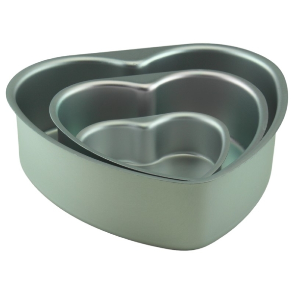 Kuchenform Set 3 Teilig Herzform aus Aluminium