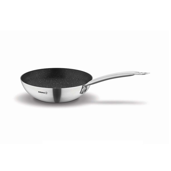 Korkmaz Gastro Bratpfanne Edelstahl rostfrei 26cm x 5cm circa 3 Liter fuer Gastronomie und Profikueche