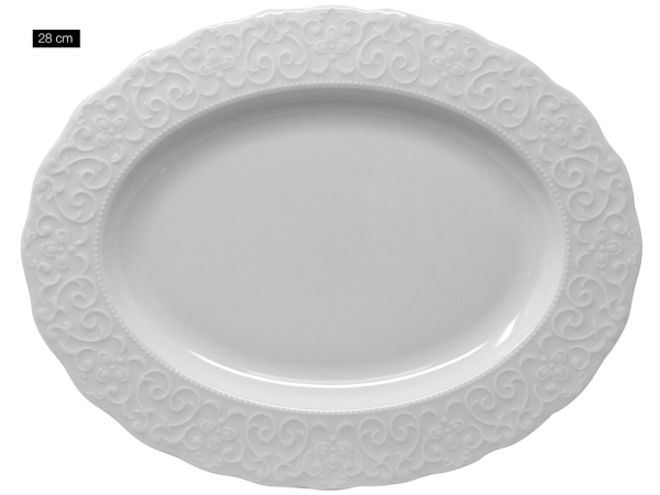 Kütahya Bone Amore Irem 28cm Oval Plate White