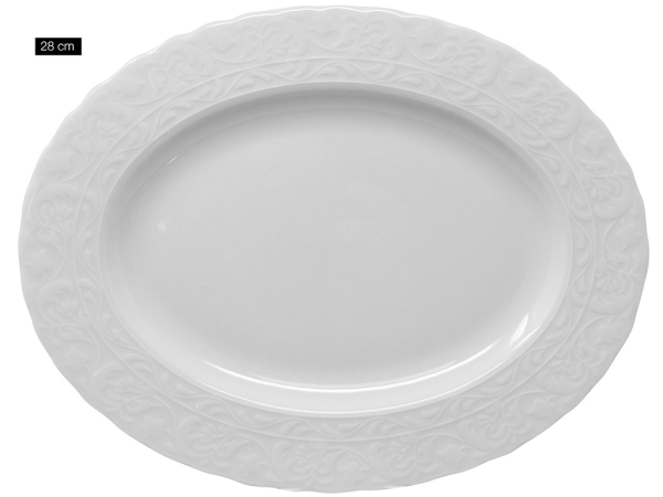 Kütahya Bone Amore Basak 28cm Oval Plate White