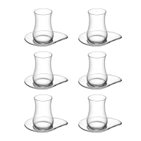 LAV Eva Türkische Teegläser 12-teilig – 6 Çay Gläser & 6 Untertassen 170 ml