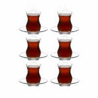 LAV Ayda Türkische Teegläser 12-teilig – 6 Çay Gläser & 6 Untertassen 135 ml