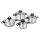Korkmaz Gusto 8teiliges Topfset Induktion KochgeschirrSet Edelstahl induktionsgeeignet mit Glasdeckel A1047