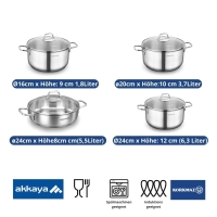 Topfset Edelstahl Korkmaz PERLA 8 Teilig Induktion...