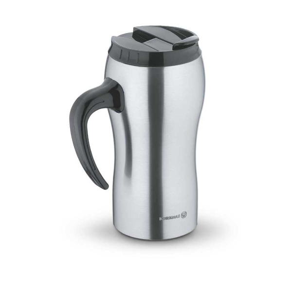 Korkmaz Thermoskanne Edelstahl 500 ml Comfort Becher Grau