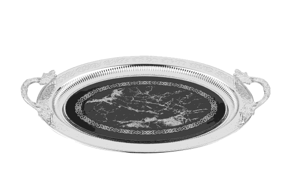 Dalgic gümüs 20192MD Serviertablett Oval m Glas Silber M