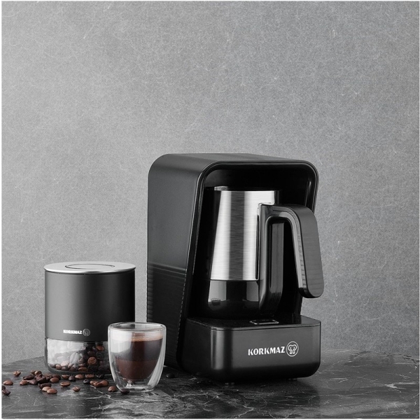 Korkmaz Moderna Mokkamaschine Schwarz Satin A863