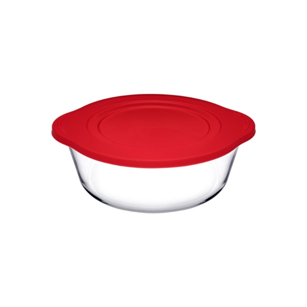 Pasabahce 59001 Auflaufform Rund mit Silikon Deckel 2100 ml