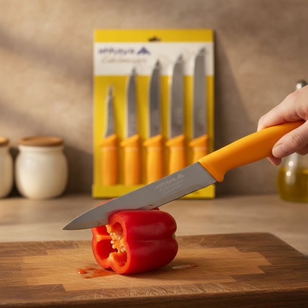 Messerset 5-teilig, Edelstahl aus Solingen, orange, Akkaya Küchenmesser