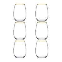 Pasabahce Amber Golden Touch Wassergläser 6er Set 570 ml mit Goldrand