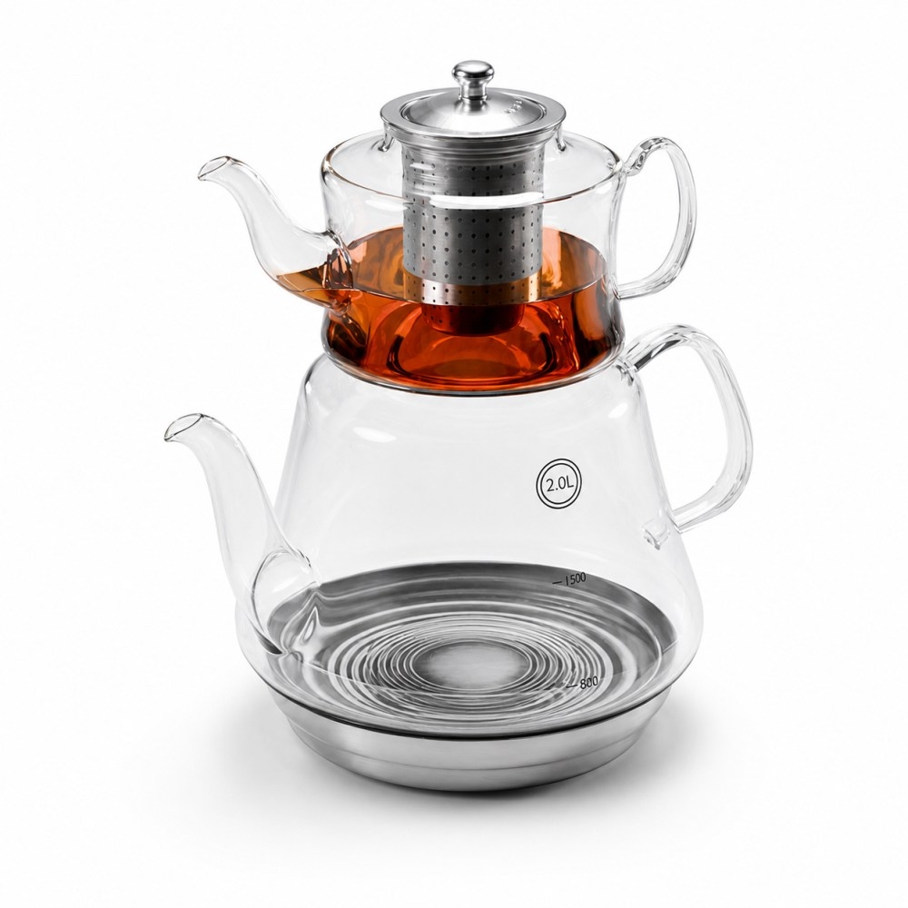 Weissberg 2L Glasteekanne mit Edelstahl-Infuser
