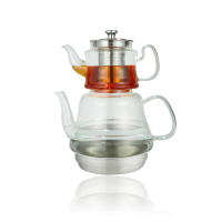 Weissberg Türkische Teekanne Glas Induktionsgeeignet mit Edelstahl Infuser W57 Serie
