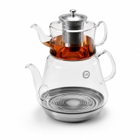 Weissberg Türkische Teekanne Glas Induktionsgeeignet mit Edelstahl Infuser W57 Serie