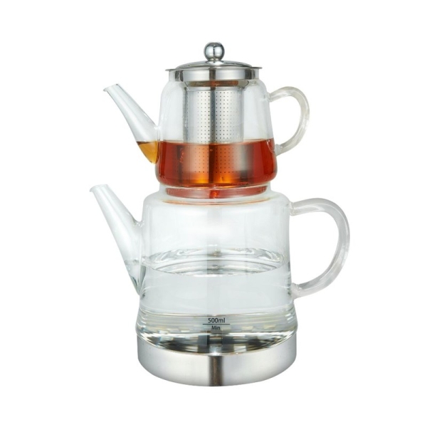 Weissberg Elegante Glasteekanne mit integriertem EdelstahlInfuser Induktionsgeeignet W56 2 Liter