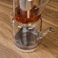 Weissberg Türkische Teekanne Glas Induktionsgeeignet mit Edelstahl Infuser Elegante Serie