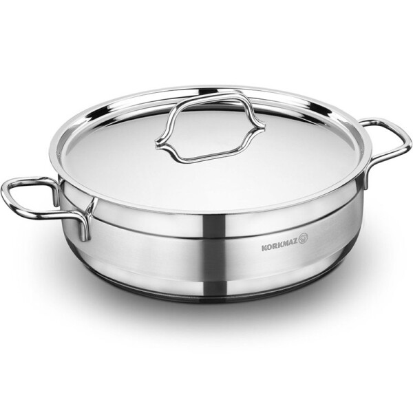 Korkmaz kurzer Kochtopf Edelstahl Induktionsgeeignet 24x8cm 3,5l A1022