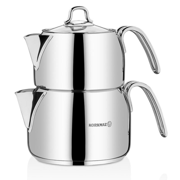 Korkmaz Teekanne aus Edelstahl Induktion ZellePerla Tea Pot Set