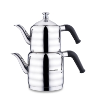 Türkische Teekanne Caydanlik Edelstahl Korkmaz MINA...