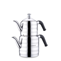 Türkische Teekanne Caydanlik Edelstahl Korkmaz MINA...