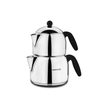 Korkmaz Orbit Midi Teekannen-Set 0,7 / 1,4 l – Çaydanlık, Edelstahl 18/10, Kugelform