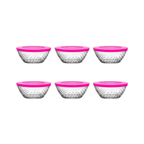 LAV Elis Schüssel Set 6er 320ml Glas Schalen mit Deckel für Müsli und Dessert