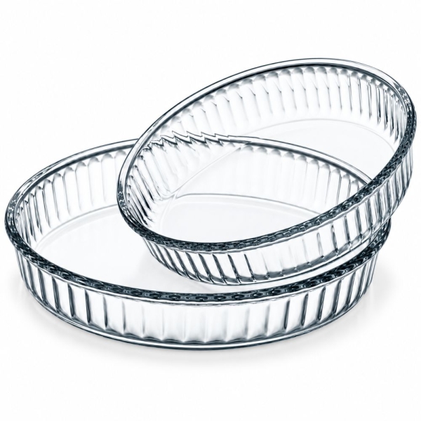 Pasabahce Borcam Auflaufform Set 2-teilig rund, 1,7 + 3,0 L, Glas, ofen- und mikrowellenfest
