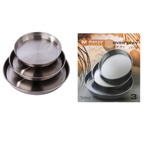 Menzir Tablett Edelstahl 3tlg Celik Tepsi 3lü Steel Tray