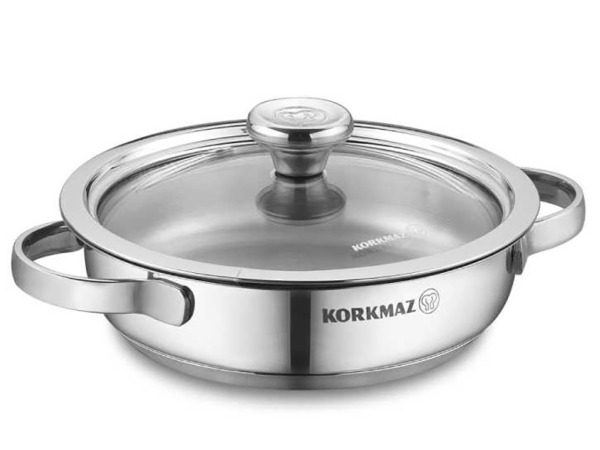 Korkmaz Minika InoxOmelette Pfanne mit Glas Deckel R14 A1500