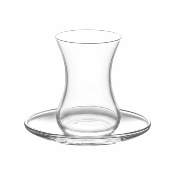 LAV Demet Türkische Teegläser Set 12 Teile für 6 Personen 160 ml Transparent