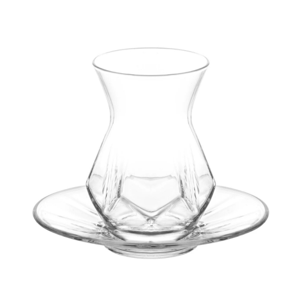 LAV Alya Teeglas-Set 12-teilig — 6 Çay-Gläser 165 ml + 6 Untertassen