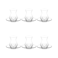 LAV Alya Teeglas-Set 12-teilig — 6 Çay-Gläser 165 ml + 6 Untertassen