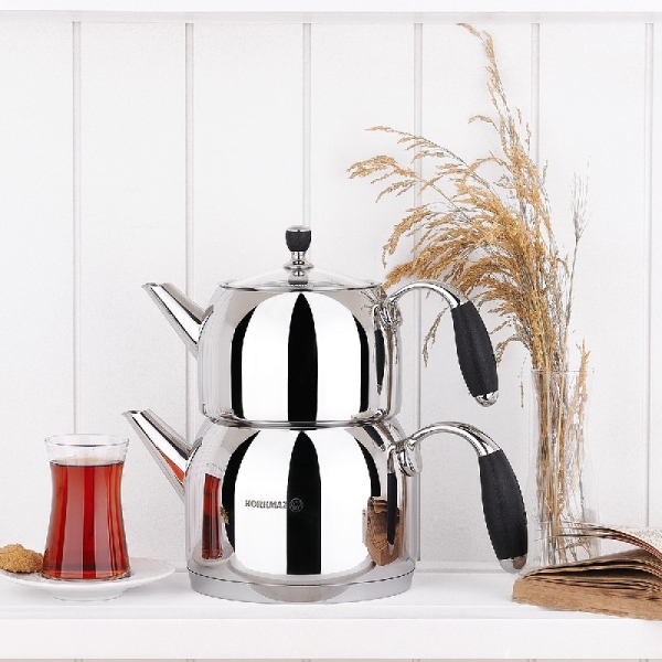Korkmaz Teekanne aus Edelstahl Induktion Flora Maxi Tea Pot Set