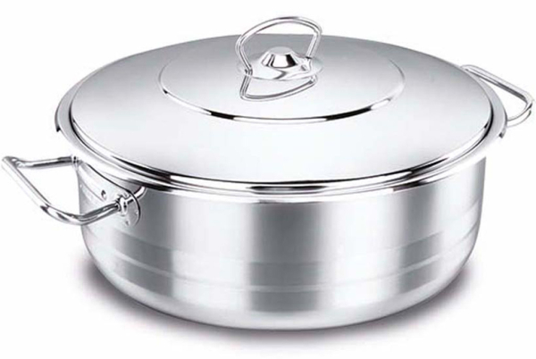 Korkmaz Kochtopf Extra Low Casserole aus Edelstahl Tencere Mega 7 l 32x9cm A1955