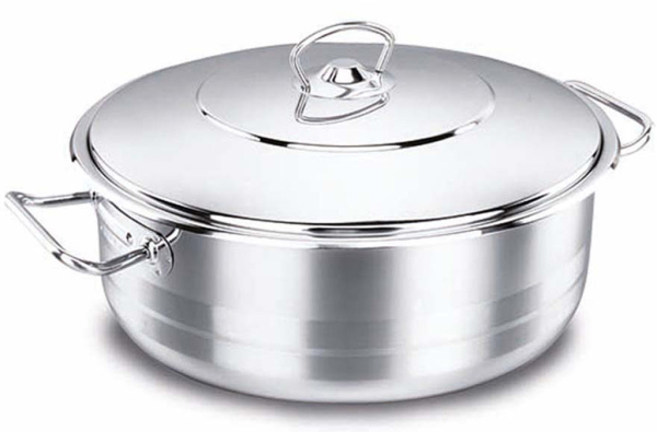 Korkmaz Kochtopf Extra Low Casserole aus Edelstahl Tencere Mega 10l 36x10cm A1956