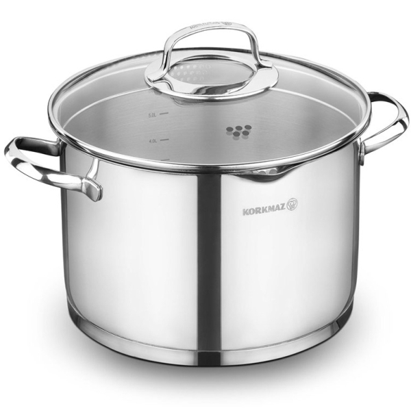 Kochtopf Edelstahl Korkmaz Steama 24 Cm Induktion Silber