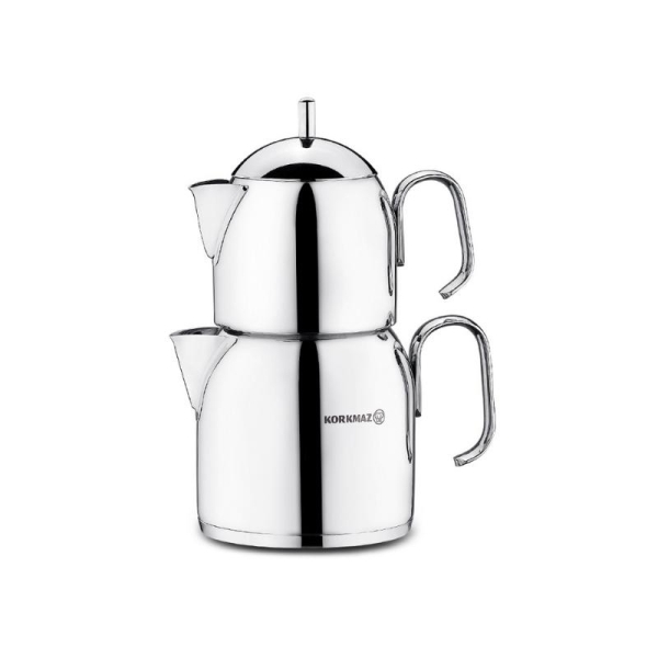 Türkische Teekanne Caydanlik Edelstahl Korkmaz PERA 2 Teilig Induktion