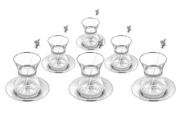 Dalgic gümüs 7184 18 teiliges Metall Teeset Silber