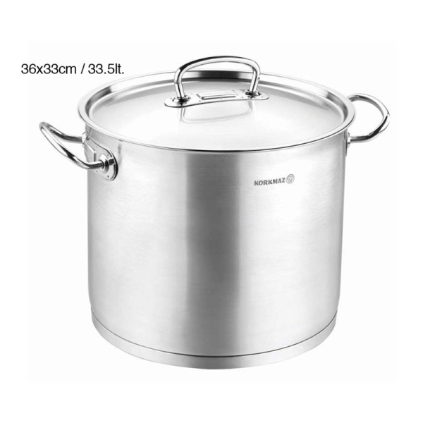 Korkmaz Proline Gastro extra tiefer Topf Edelstahl Induktion 36x33cm Satin A2734