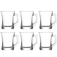 LAV Teeglas Set Zen 225ml 6er Set mit Henkel fuer tuerkischen Cay orientalische Teeglaeser ZPL404E