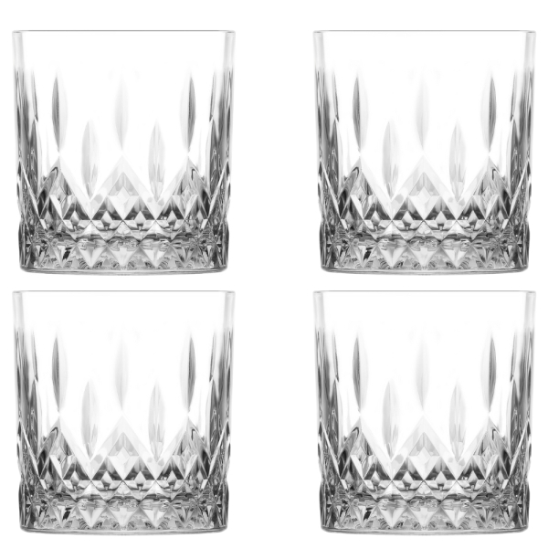 LAV Odin Whiskey Glas Set 4er 330ml dekoriertes Klarglas spülmaschinenfest robust ODN440 CS