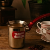 Nergiz Cezve Moccakanne No 3 Edelstahl rot Griff 1 Tasse...
