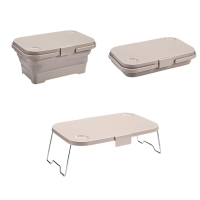 Faltbarer Bettisch Klapptisch Multifunktional Camping Tisch mit Beinen tragbar Beige