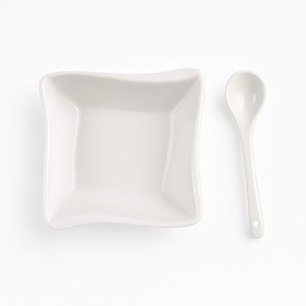 Weissberg Home Tapas Schalen Set 6 teilig mit Löffel weiß Porzellan Vorspeisen Dipschale