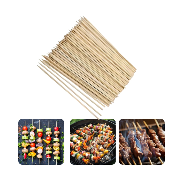 Holzspiess 100er Paket 30cm Grillspiess Schaschlikspiesse Holzspiesse Einweg fuer BBQ Grill Party